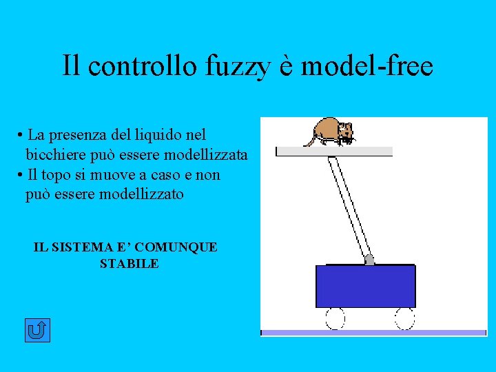 Il controllo fuzzy è model-free • La presenza del liquido nel bicchiere può essere