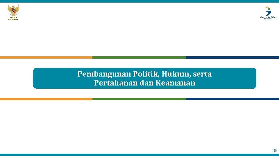 REPUBLIK INDONESIA Pembangunan Politik, Hukum, serta Pertahanan dan Keamanan 38 