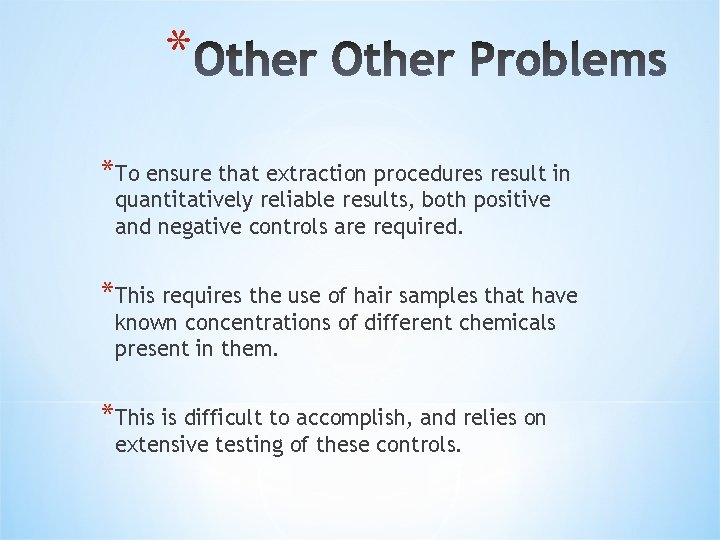 * *To ensure that extraction procedures result in quantitatively reliable results, both positive and