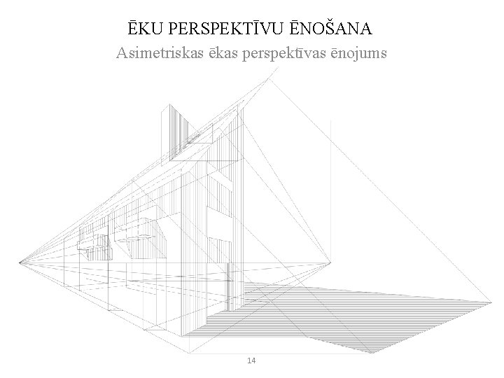 ĒKU PERSPEKTĪVU ĒNOŠANA Asimetriskas ēkas perspektīvas ēnojums 14 