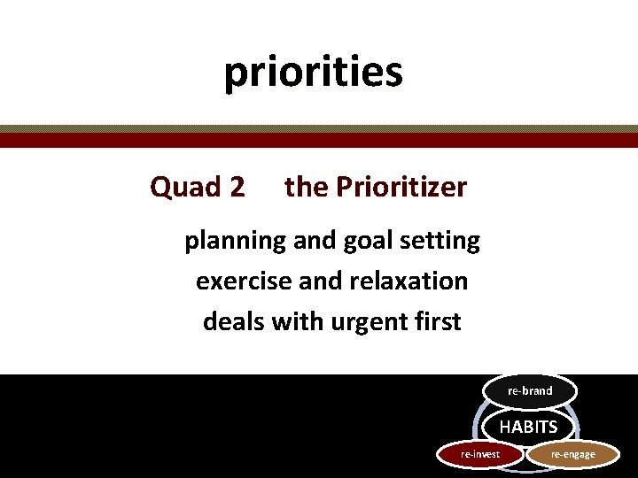 priorities Quad 2 the Prioritizer planning and goal setting exercise and relaxation deals with