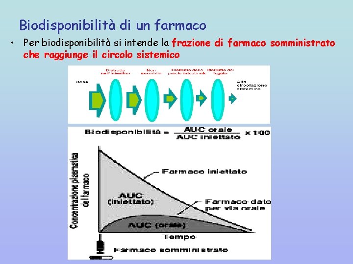 Biodisponibilità di un farmaco • Per biodisponibilità si intende la frazione di farmaco somministrato