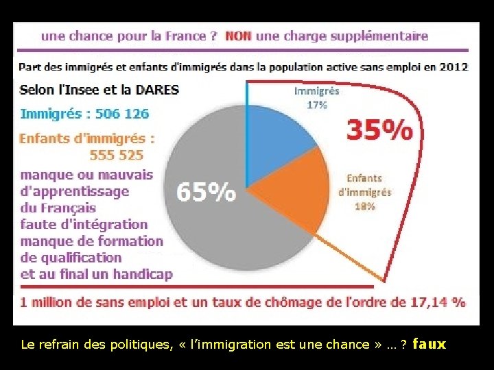 Le refrain des politiques, « l’immigration est une chance » … ? faux 