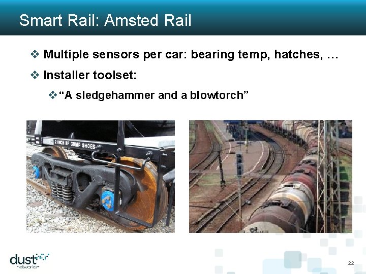 Smart Rail: Amsted Rail v Multiple sensors per car: bearing temp, hatches, … v