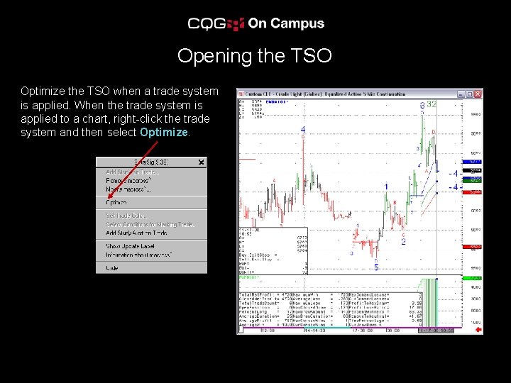 Opening the TSO Optimize the TSO when a trade system is applied. When the