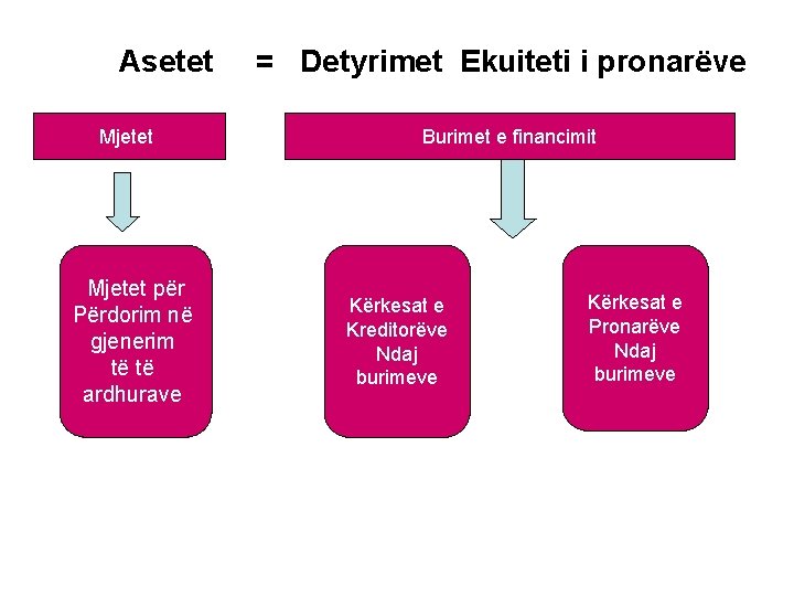  Asetet = Detyrimet Ekuiteti i pronarëve Mjetet për Përdorim në gjenerim të të