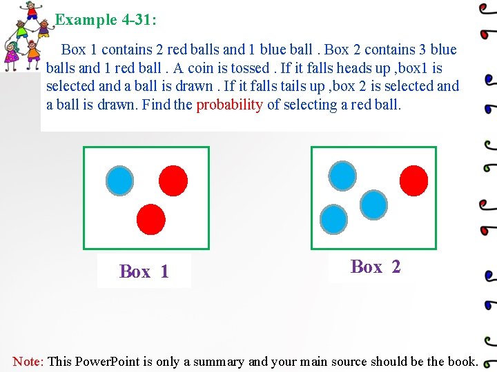 Example 4 -31: Box 1 contains 2 red balls and 1 blue ball. Box