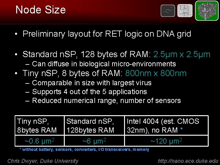 Node Size • Preliminary layout for RET logic on DNA grid • Standard n.