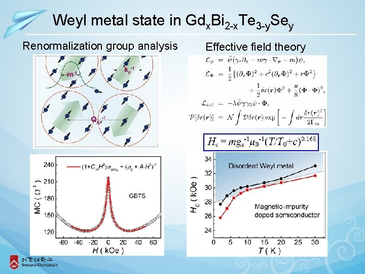 Weyl metal state in Gdx. Bi 2 -x. Te 3 -y. Sey Renormalization group