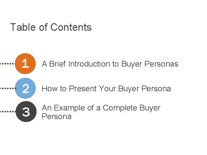 Table of Contents 1 A Brief Introduction to Buyer Personas 2 How to Present