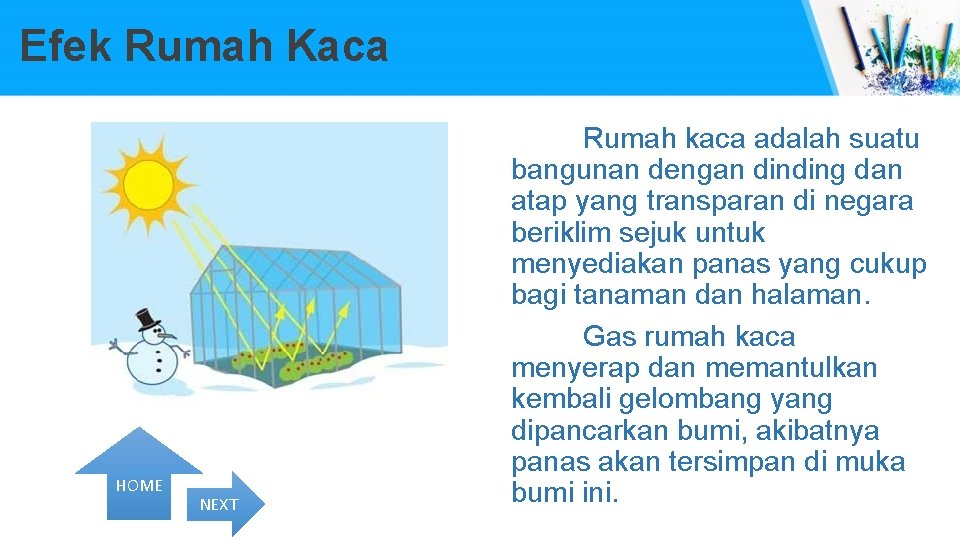  Efek Rumah Kaca HOME NEXT Rumah kaca adalah suatu bangunan dengan dinding dan