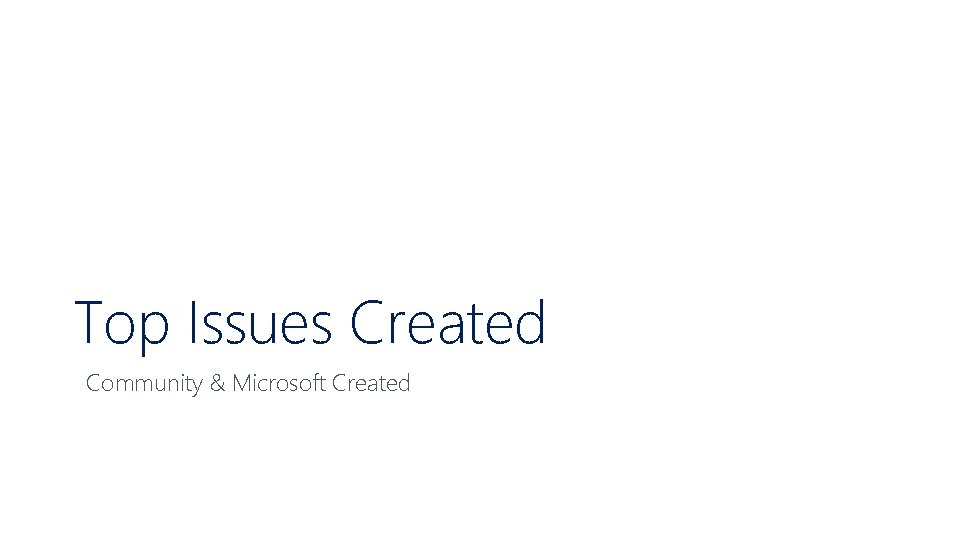 Top Issues Created Community & Microsoft Created 