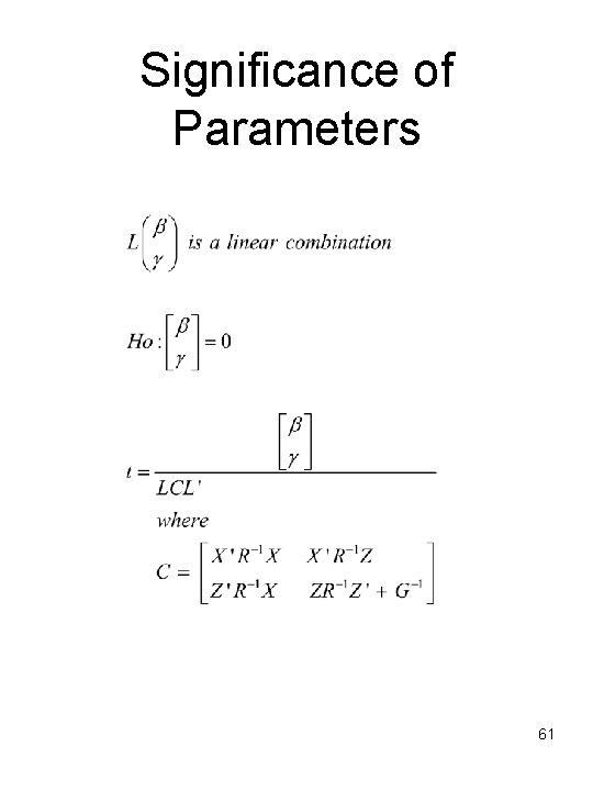 Significance of Parameters 61 