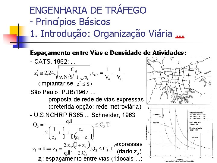 ENGENHARIA DE TRÁFEGO - Princípios Básicos 1. Introdução: Organização Viária. . . Espaçamento entre