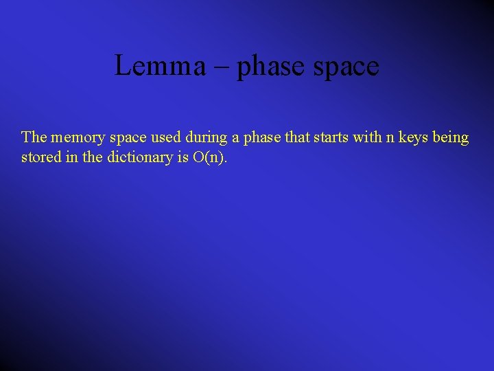 Lemma – phase space The memory space used during a phase that starts with