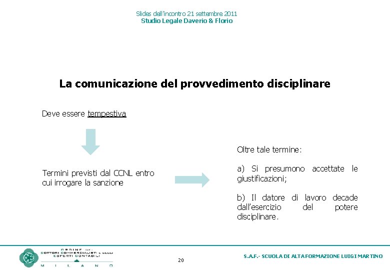 Slides dell’incontro 21 settembre 2011 Studio Legale Daverio & Florio La comunicazione del provvedimento