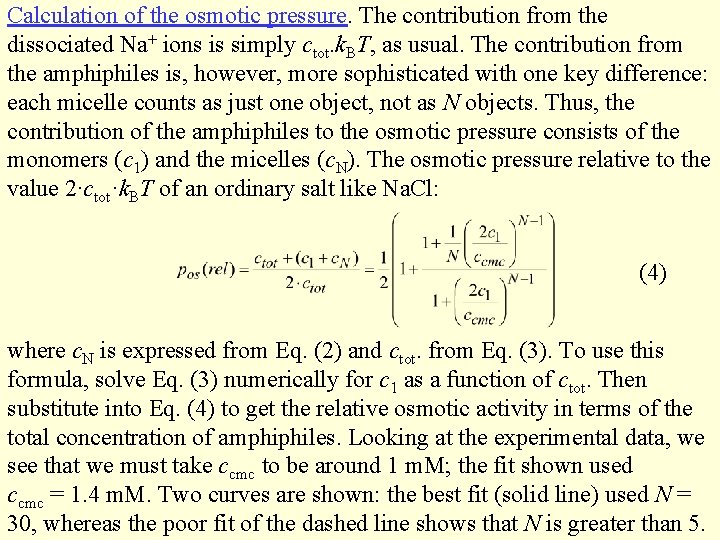 Calculation of the osmotic pressure. The contribution from the dissociated Na+ ions is simply