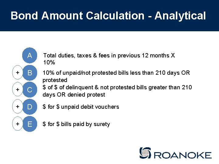 Bond Amount Calculation - Analytical A Total duties, taxes & fees in previous 12