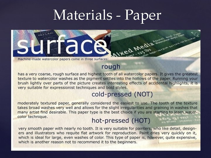 Materials - Paper 