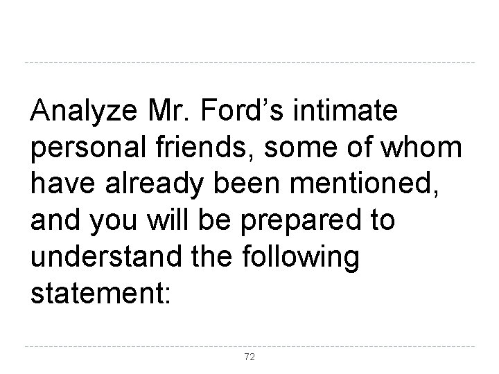 Analyze Mr. Ford’s intimate personal friends, some of whom have already been mentioned, and