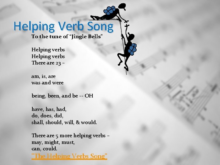 Helping Verb Song To the tune of “Jingle Bells” Helping verbs Helpingverbs Helping There