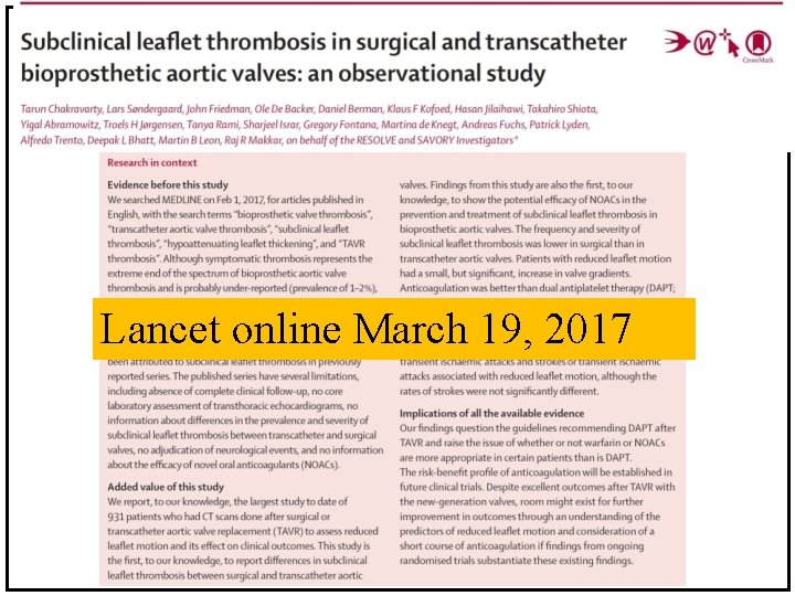 Lancet online March 19, 2017 