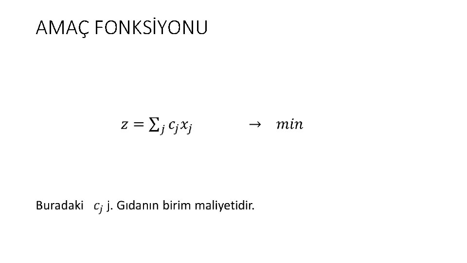 AMAÇ FONKSİYONU • 