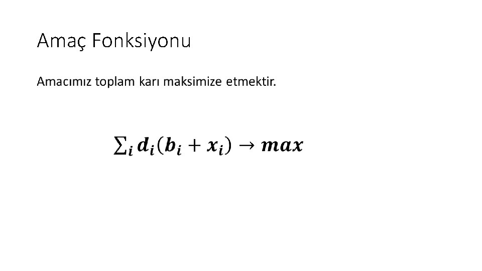 Amaç Fonksiyonu • 