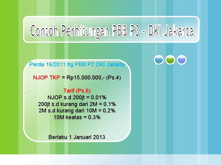 Perda 16/2011 ttg PBB P 2 DKI Jakarta NJOP TKP = Rp 15. 000,