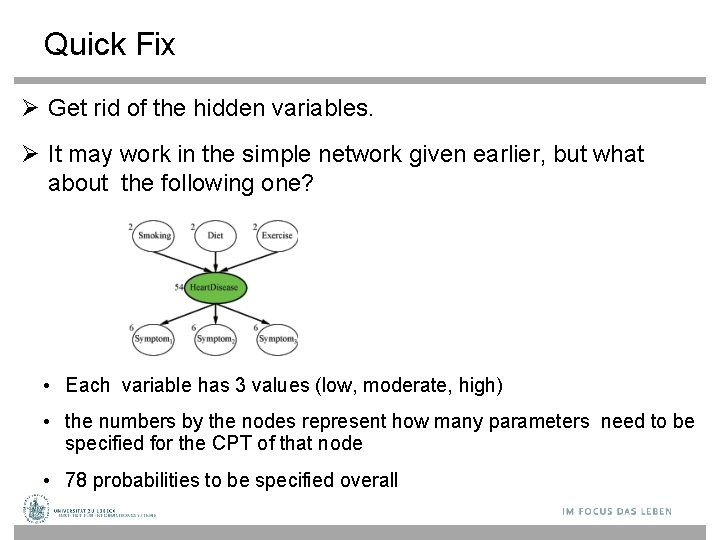 Quick Fix Get rid of the hidden variables. It may work in the simple
