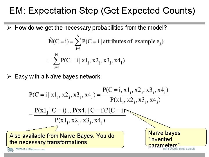 EM: Expectation Step (Get Expected Counts) How do we get the necessary probabilities from