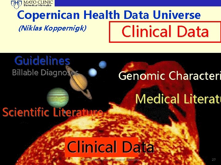 Biomedical Informatics Copernican Health Data Universe (Niklas Koppernigk) Clinical Data Guidelines Billable Diagnoses Genomic