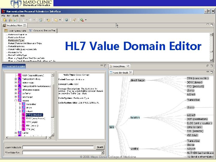 Biomedical Informatics HL 7 Value Domain Editor © 2006 Mayo Clinic College of Medicine