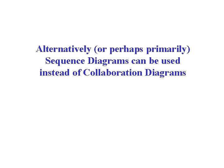 Alternatively (or perhaps primarily) Sequence Diagrams can be used instead of Collaboration Diagrams 