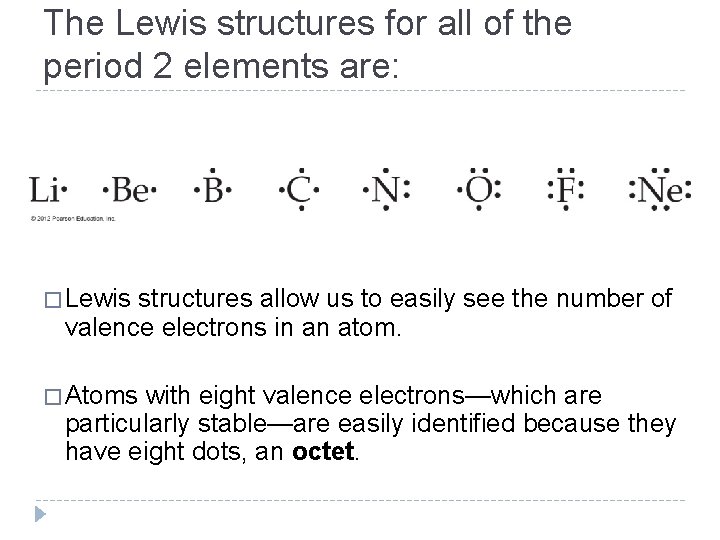 The Lewis structures for all of the period 2 elements are: � Lewis structures