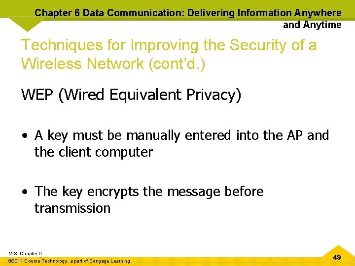 Chapter 6 Data Communication: Delivering Information Anywhere and Anytime Techniques for Improving the Security