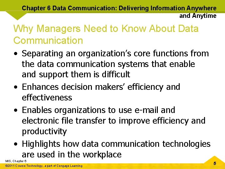 Chapter 6 Data Communication: Delivering Information Anywhere and Anytime Why Managers Need to Know