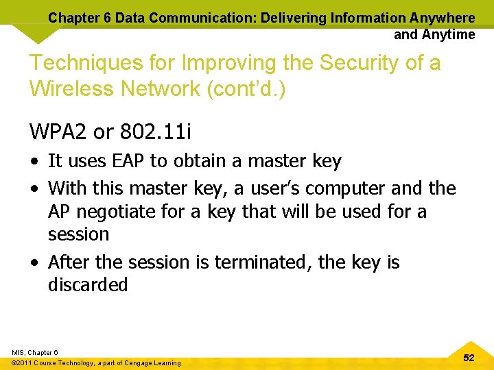 Chapter 6 Data Communication: Delivering Information Anywhere and Anytime Techniques for Improving the Security