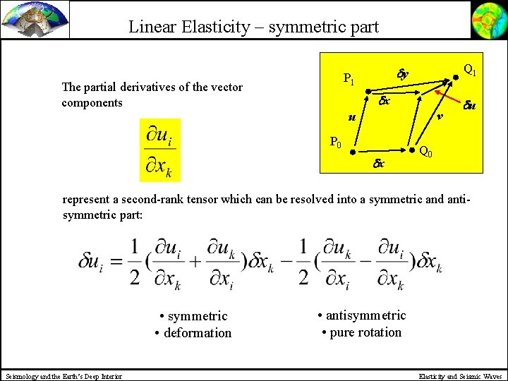 Linear Elasticity – symmetric part y P 1 The partial derivatives of the vector