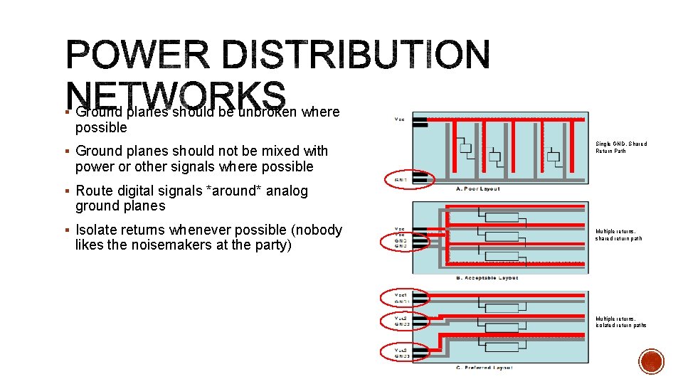 § Ground planes should be unbroken where possible § Ground planes should not be