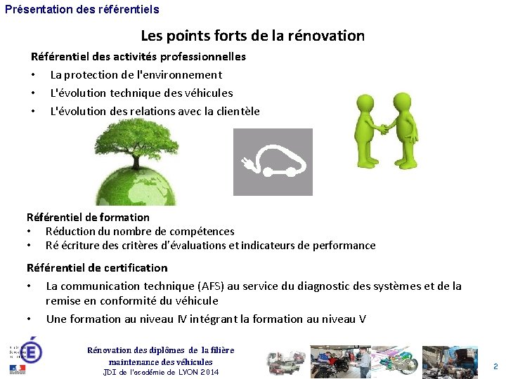 Présentation des référentiels Les points forts de la rénovation Référentiel des activités professionnelles •