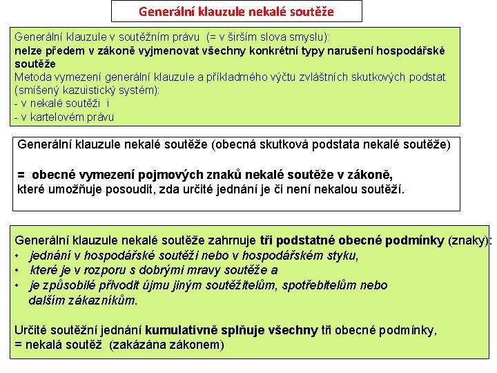 Generální klauzule nekalé soutěže Generální klauzule v soutěžním právu (= v širším slova smyslu):