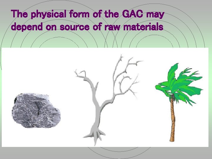 The physical form of the GAC may depend on source of raw materials 