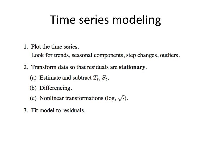 Time series modeling Time series modeling