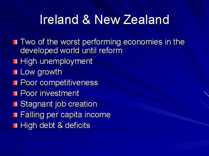 Ireland & New Zealand Two of the worst performing economies in the developed world