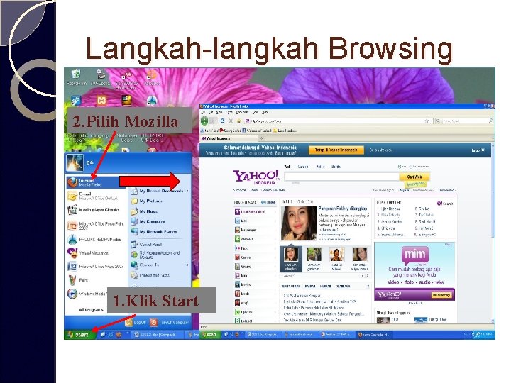 Langkah-langkah Browsing 2. Pilih Mozilla 1. Klik Start 