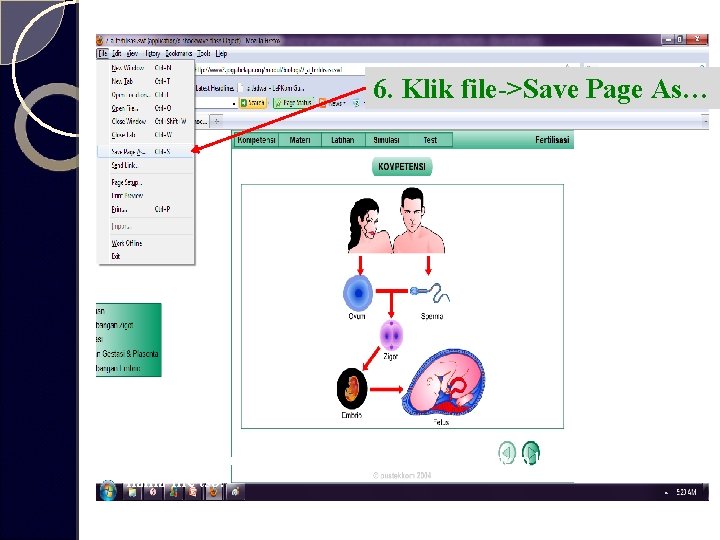 6. Klik file->Save Page As… 8. Buka file ”mitosisnotes” yang sudah disimpan dengan klik