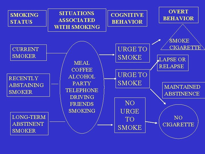 SMOKING STATUS SITUATIONS ASSOCIATED WITH SMOKING CURRENT SMOKER RECENTLY ABSTAINING SMOKER LONG-TERM ABSTINENT SMOKER