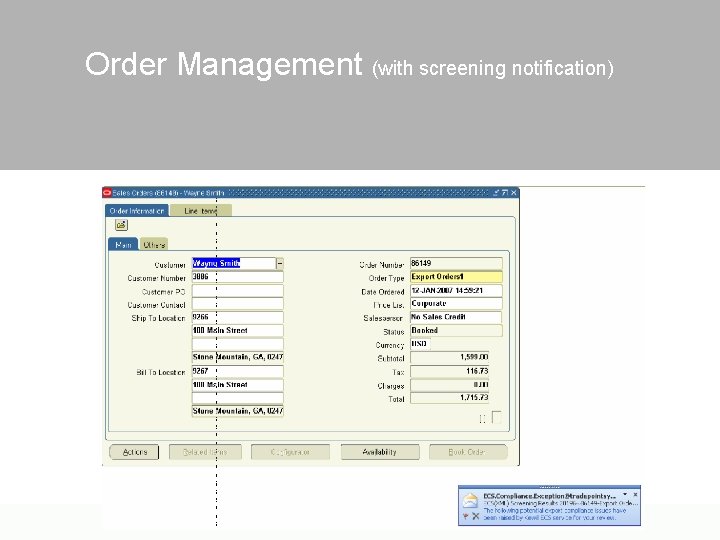 Order Management (with screening notification) 