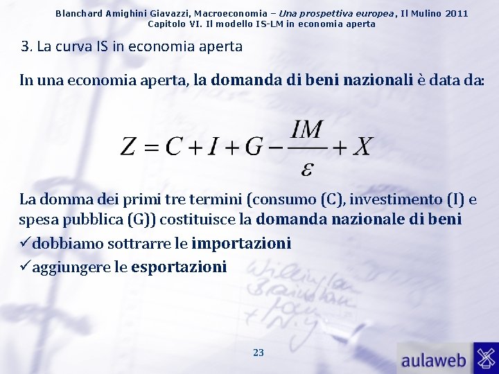 Blanchard Amighini Giavazzi, Macroeconomia – Una prospettiva europea, Il Mulino 2011 Capitolo VI. Il